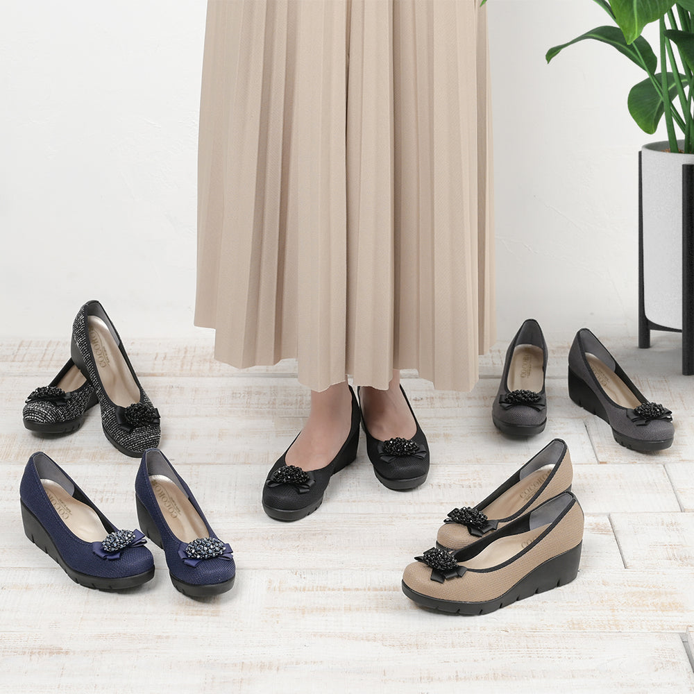 No.3075 Stable Heel Blink Ribbon Pumps