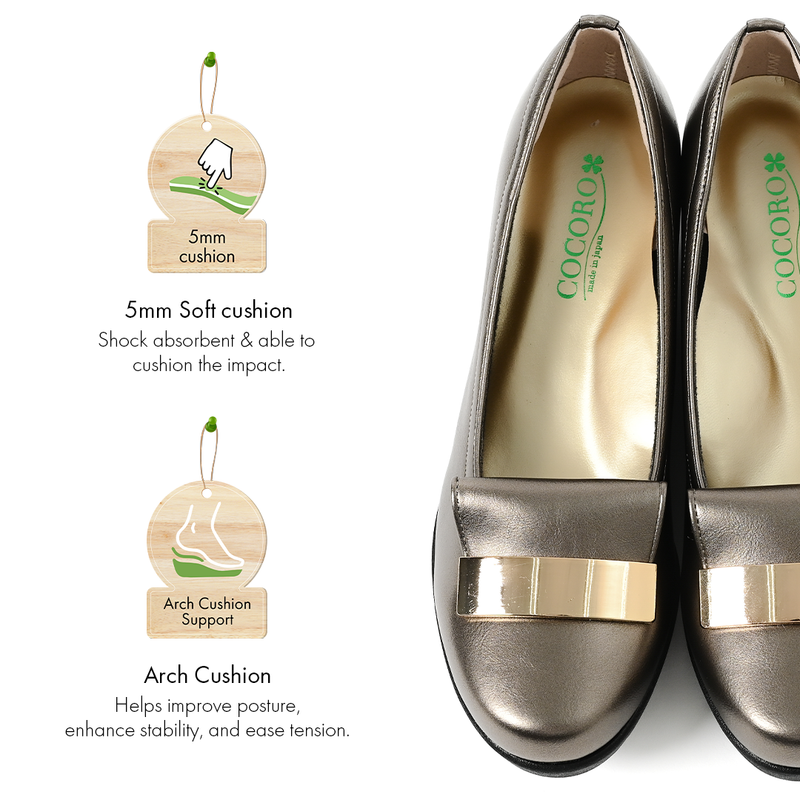 No.3089 Stable Heel Metal Buckle Pumps