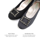 No.3087 Stable Heel Crystal Glass Buckle Pumps