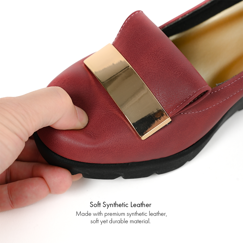 No.3089 Stable Heel Metal Buckle Pumps