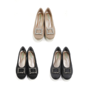 No.3087 Stable Heel Crystal Glass Buckle Pumps